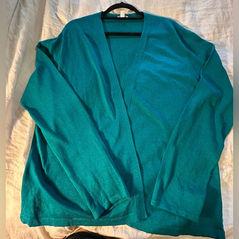 J Jill, extra large tall, cotton cardigan, turquoise